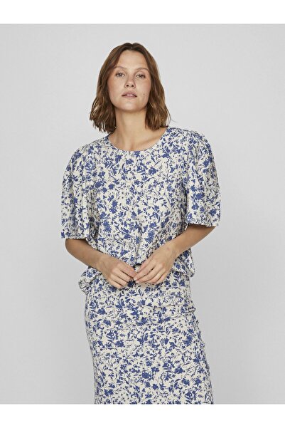 VILA Oberteil mit kurzen Ärmeln Gemustertes