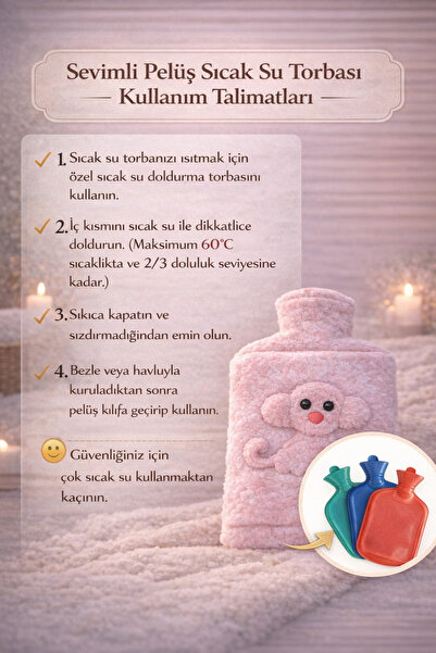 M Mimoza Park Peluş Kılıflı Köpek Emojili Sıcak Su Torbası 2 Litre