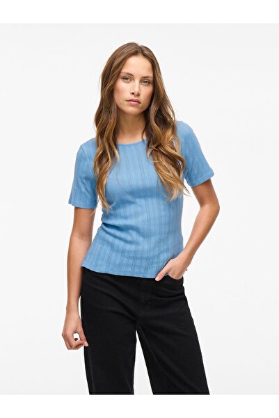 VILA Oberteil mit kurzen Ärmeln Rundhals