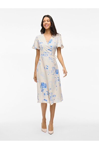 VILA Kleid mit V-Ausschnitt VILOVIE Kurzärmeliges