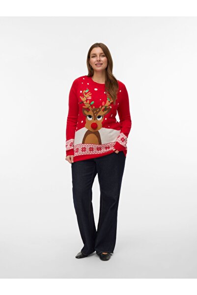 Veromoda Curve Strickpullover VMCFROSTYDEER Strickpullover