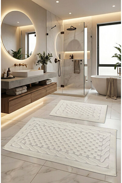 FeelHome مجموعة سجادة حمام فاخرة للغاية من القطن بنسبة 100%، ناعمة وفائقة الا...