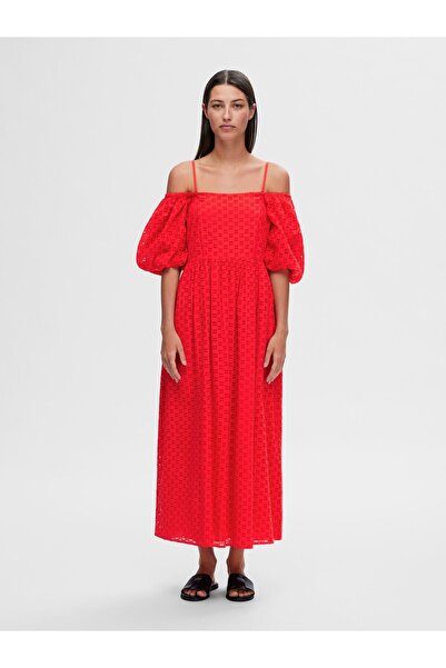 Selected Femme Maxikleid Schulterfreies