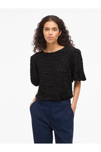 VILA Oberteil mit kurzen Ärmeln VIBEANA Rundhals