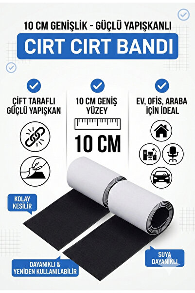 LOVYCO 10cm Eninde Cırt Cırtlı Bant , 1 Metre Uzunluk Arkası Yapışkanlı Cırt ...