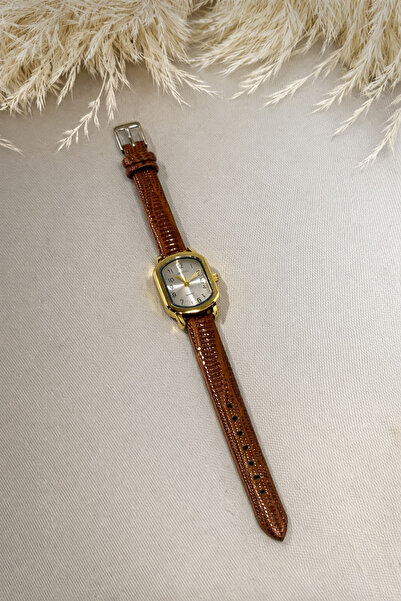 QUARTZ Retro Minimal Vintage Acı Kahve Renk Kordon Kadın Kol Saati
