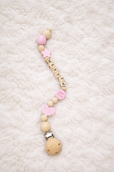 NOORBOHEMİA İsimli Ahşap Emzik Askısı - Bebek Hediyesi |BPA’sız | Doğal