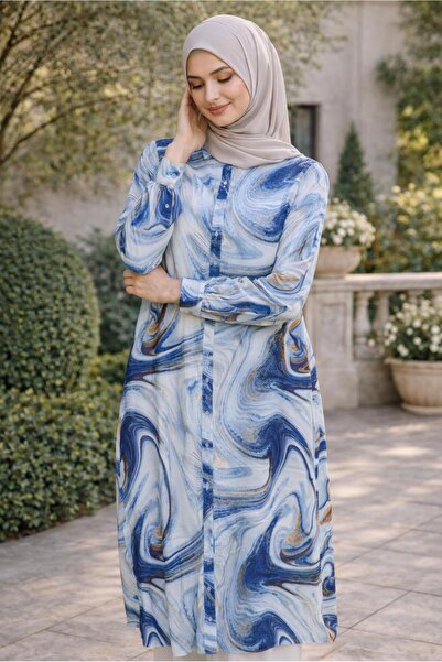 Alvina Patterned Satin Tunic - Plus Size 20522