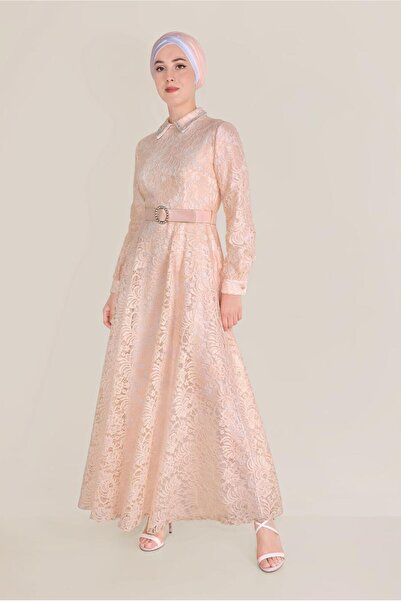 Alvina Collar Bead Embroidered Lace Dress 40630