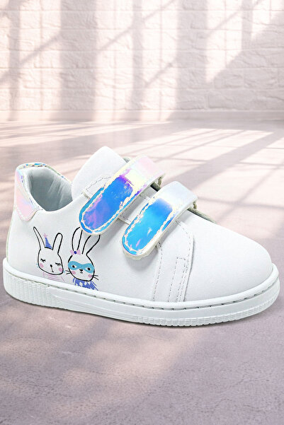 Artico Miclou White Velcro Baby Girl Sneakers