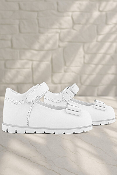 Rakerplus Genuine Leather White Baby Girl Ballerina Shoes