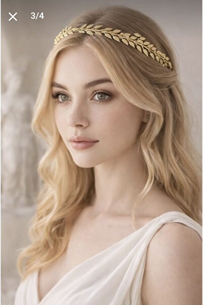 ella'nın çarşısı Coroană metalică de culoare aurie cu model frunză și figurin...