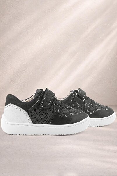 Rakerplus Bob Genuine Leather Black Barefoot Velcro Elastic Baby Sneaker Shoes