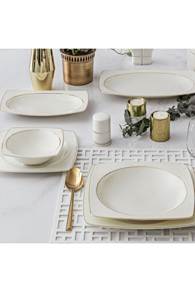 Güral Porselen Caroline 85 Parça 12 Kişilik Kare Yemek Takımı 5113