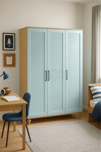 arionkids Mavi Dolap 3 Kapaklı-Çekmeceli | %100 MDF | REHAU Kapaklı | Çekmece...