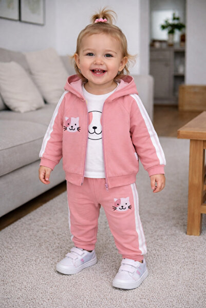 MyPrettyBaby KITTY EMBROIDERED GARMENT TWO ROPE SEASONAL BABY GIRL 3-PIECE SET