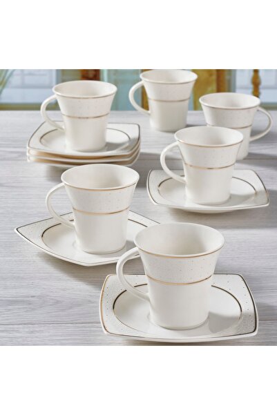 Güral Porselen Caroline 12 Parça 6 Kişilik Bone Türk Kahvesi Takımı - 5113
