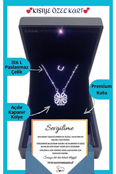 ganispe "Sevgiliye" Anlamlı Not Işıklı Premium Kutuda Mıknatıslı Yonca