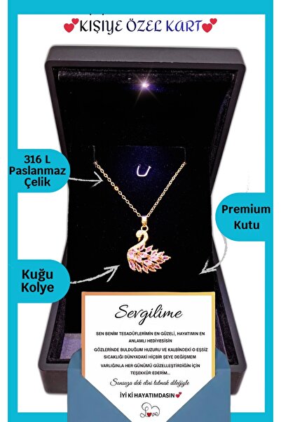 ganispe "Sevgiliye" Anlamlı Not Işıklı Premium Kutuda | Kuğu Kolye