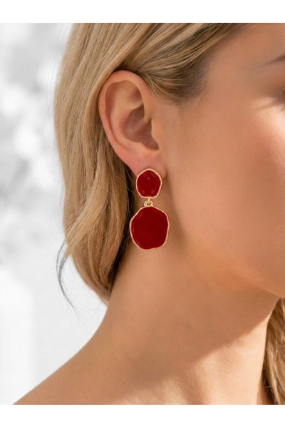 Candy Nuveria Burgundy Enamel Dangle Earrings