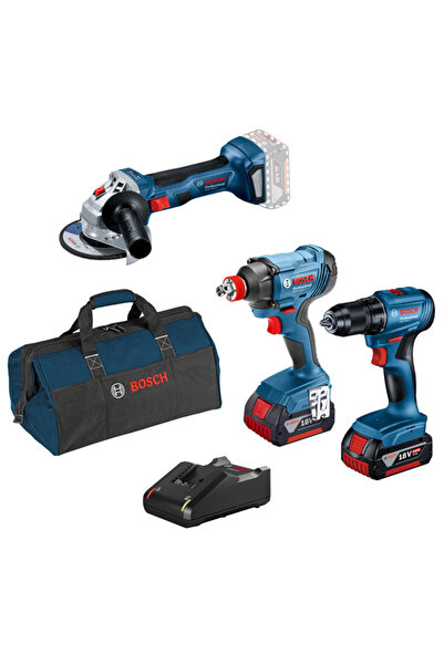 Bosch 3'lü Akülü Set GSR 185-LI+GDX 180-LI+GWS 180-LI 2x4 Ah. 0615990N3P