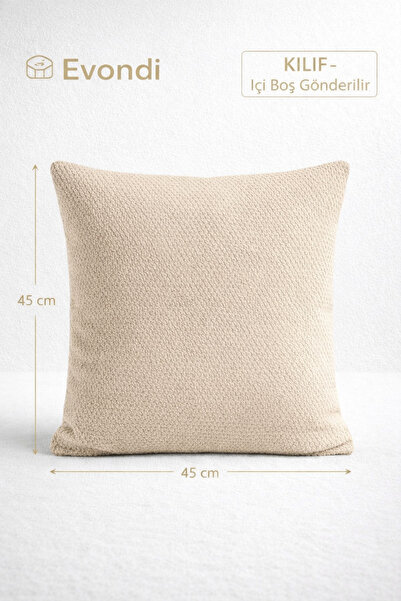 Evondi Sand Beige Throw Pillow Cover 45×45 – Soft Textured, Wipeable Fabric (...