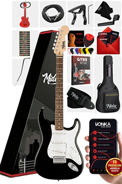 Midex Rph-30wb Gül Klavye Strat Kasa Sss Elektro Gitar Seti
