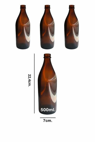 Şişecam Amber 500 ml Cam Ecza Şurup Boş Cam Şişe Ecza Şişesi 3 Adet