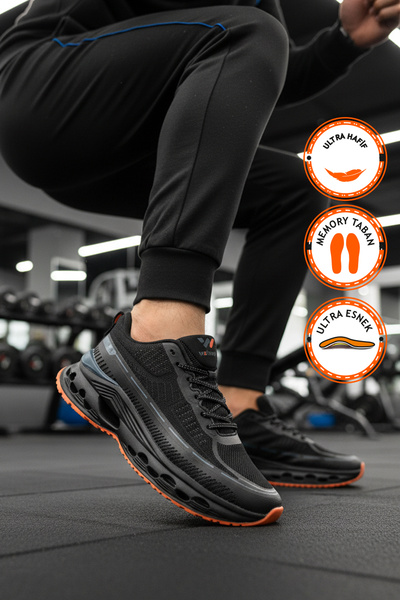 WALKWAY Siyah Fileli Memory Foam Erkek Spor Ayakkabı Novi M