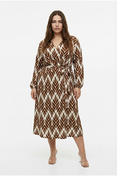 Talvien Wrapped Fabric Waist-Sitting Patterned Dress 2Xl-6Xl