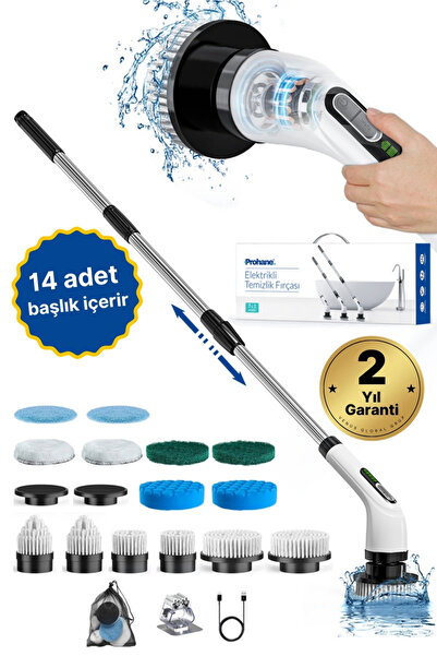 Şarjlı Ve Elektrikli Temizlik Fırçası | 14 Başlık Dahil | Çok Fonksiyonlu Temizleme Makinası