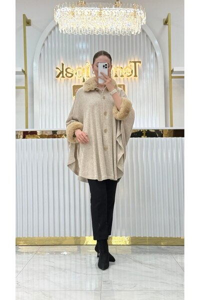 Levidor Kürk Detaylı Kaşmir Panço