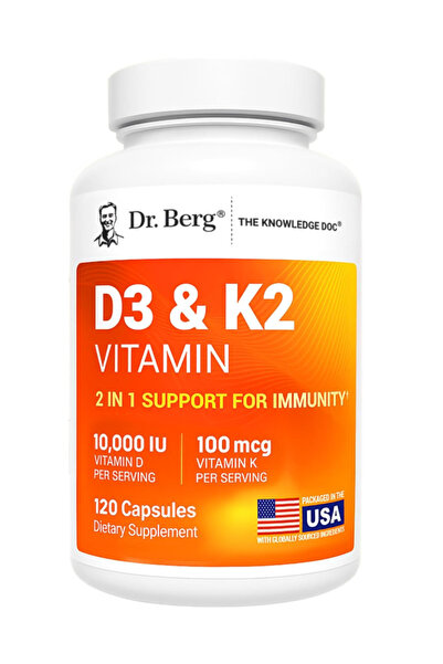 Dr. Berg Nutritionals Maximum Strength 2-in-1 Vitamin D3 K2 10,000 IU | Natur...