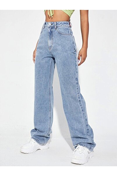 Trn JNS Φαρδύ τζιν παντελόνι Edna 90's Navy Blue Lycra Super ψηλόμεσο