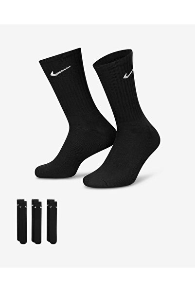 Nike Sx4508-001 3ppk Value جوارب رياضية قطنية سوداء مكونة من 3 قطع.