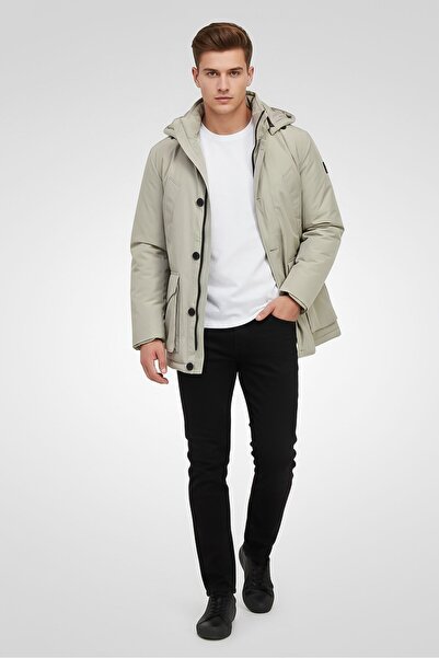 Hugo Boss Boss Men Solid Hooded Parka Jacket, Light Grey