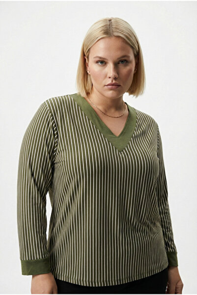 Talvien V Yaka Bluz – Ribanalı Yaka ve Manşet, Rahat Kesim