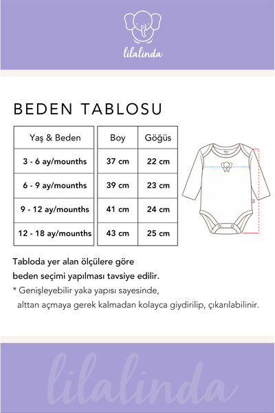Lilalinda %100 Pamuk Bebek Body&Zibin