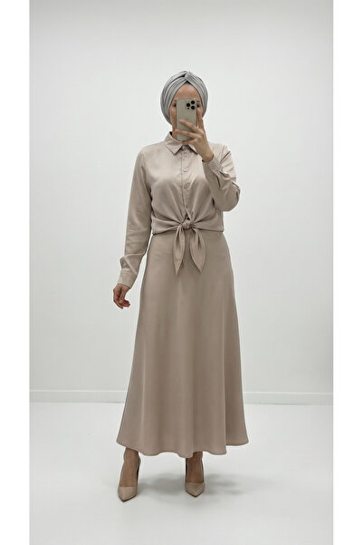 MİHRA STORE تنورة جوزدي ساتان-BN8461 حجر