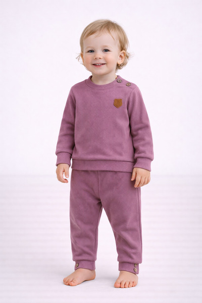 dinamik çocuk Unisex Boys Girls Kids/Babies Solid Color Ribbed Top and Bottom...