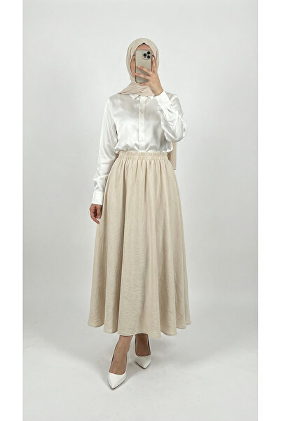 MİHRA STORE Melista Çift Cepli Çilek Kloş Etek-MT7902 Taş