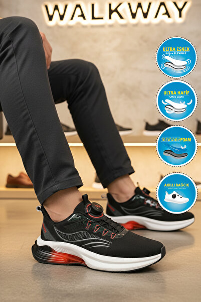 WALKWAY 25400 M Siyah Misina Bağcıklı Erkek Spor Ayakkabı