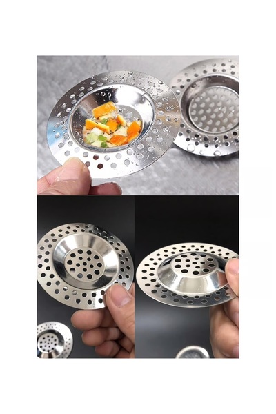 KarapolatYapı Paslanmaz Metal 4 Adet Yuvarlak Mutfak Lavabo İçi Gider Süzgeci Çöp Tıkacı