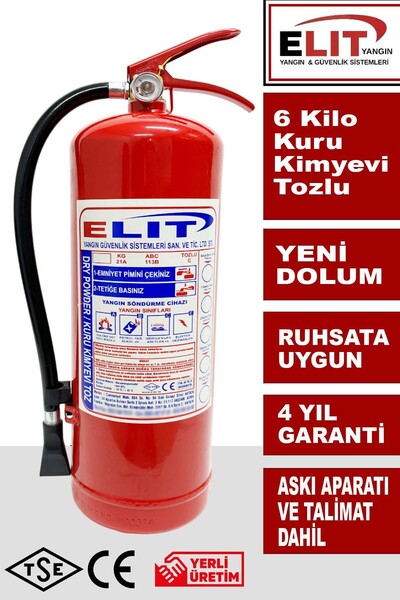 ELİT YANGIN VE GÜVENLİK SİSTEMLERİ 6 Kg Tozlu Yangın Söndürme Tüpü Ruhsata Uy...