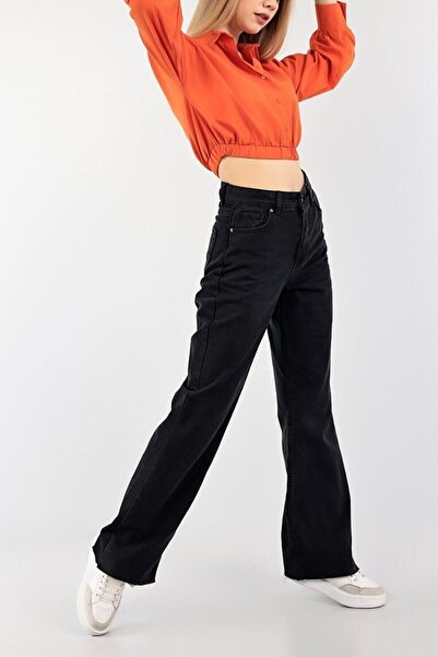 Trn JNS Nixie Loose Γυναικείο Μαύρο Ρυκρα Σούπερ Ψηλόμεσο Τζιν Τζιν παντελόνι