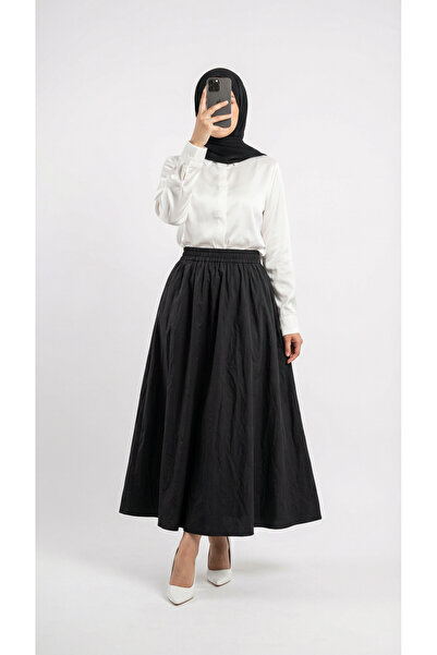 MİHRA STORE Melista Διπλή Φούστα με Τσέπες σε Σχέδιο Φράουλας-MT7902 Μαύρο