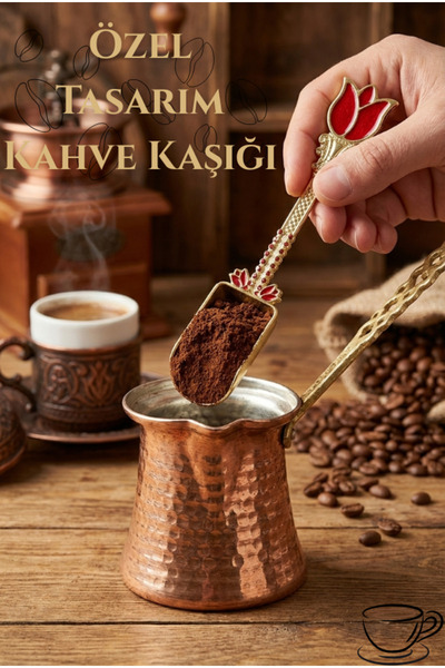 EMBazaar Lale Figürlü Çok Amaçlı Gold Kırmızı Baharat Ve Kahve Ölçü Kaşığı 3 ...