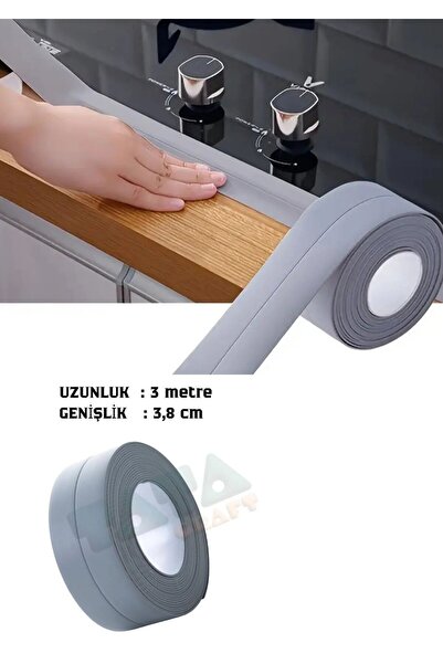 TATA CRAFT GRİ PVC SIZDIRMAZLIK BANTI BANYO KÜVET KAVABO KLOZET KENARI 3MTX3,8CM