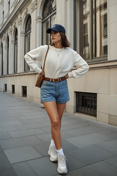 Le'Sluette Bumbac cu croială normală pentru femei guler rotund Plain Swea tri...