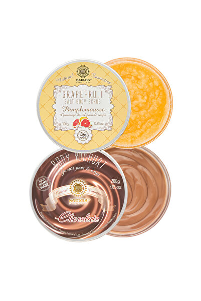 Saules Set Iaurt Corp Ciocolata + Exfoliant Corp cu Sare de Mare si Aroma de ...